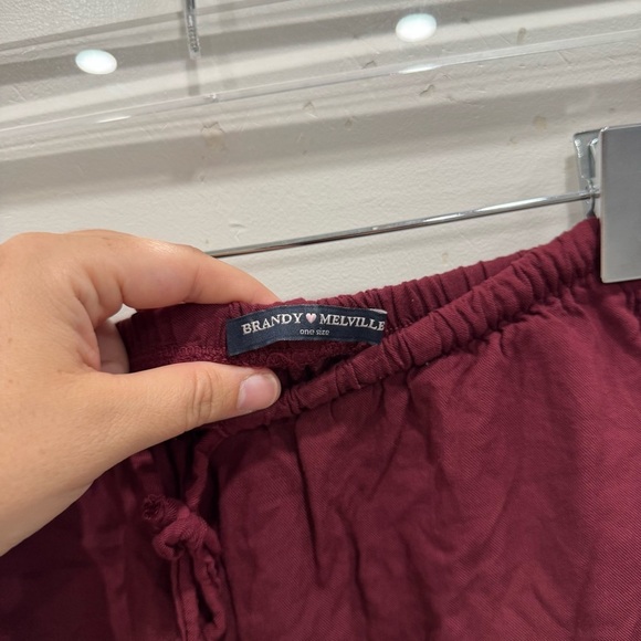 Brandy Melville Loungewear Short Set of 3 Red Floral Stripe One Size Lightweight - Picture 3 of 10